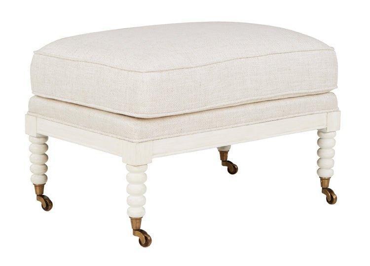 Upholstered Carved Ottoman with Castors - Ottomans, Benches & Stools - The Well Appointed House