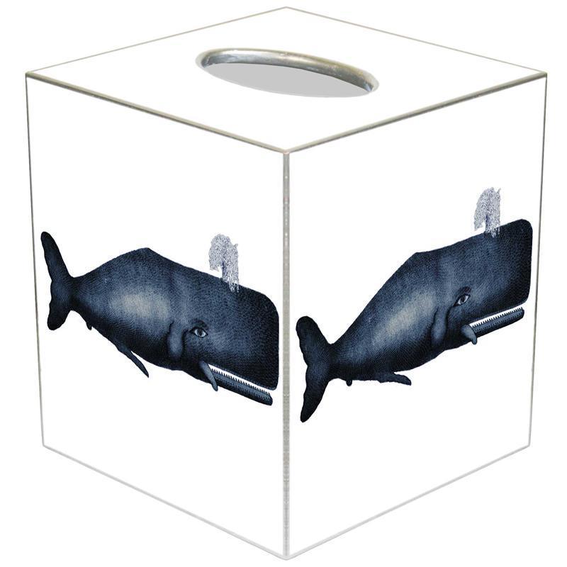 Vintage Navy Whale Decoupage Wastebasket and Optional Tissue Box Cover - Wastebasket Sets - The Well Appointed House
