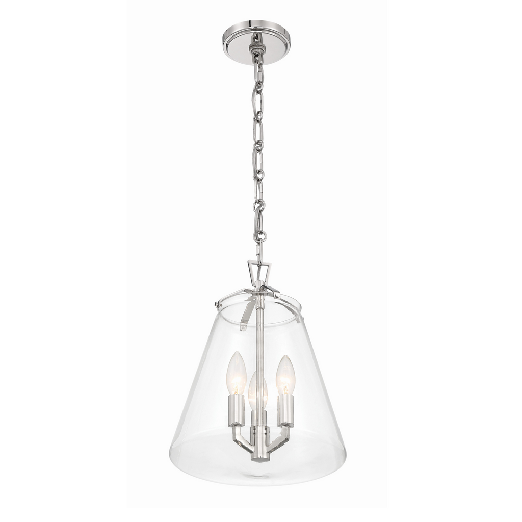 Voss 3 Light Mini Chandelier in Polished Nickel - The Well Appointed House