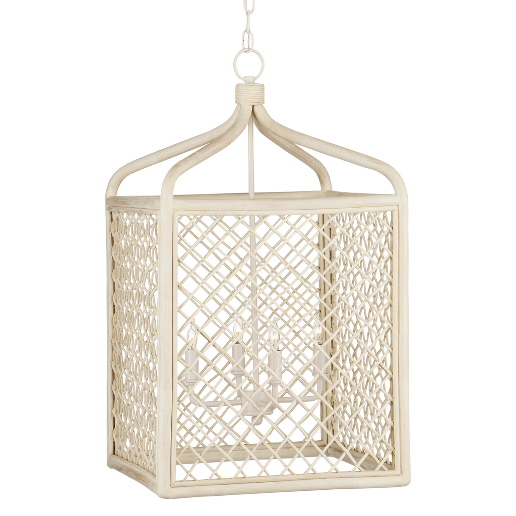 Wanstead Rattan Lantern in Bleached Natural - The Well Appointed House