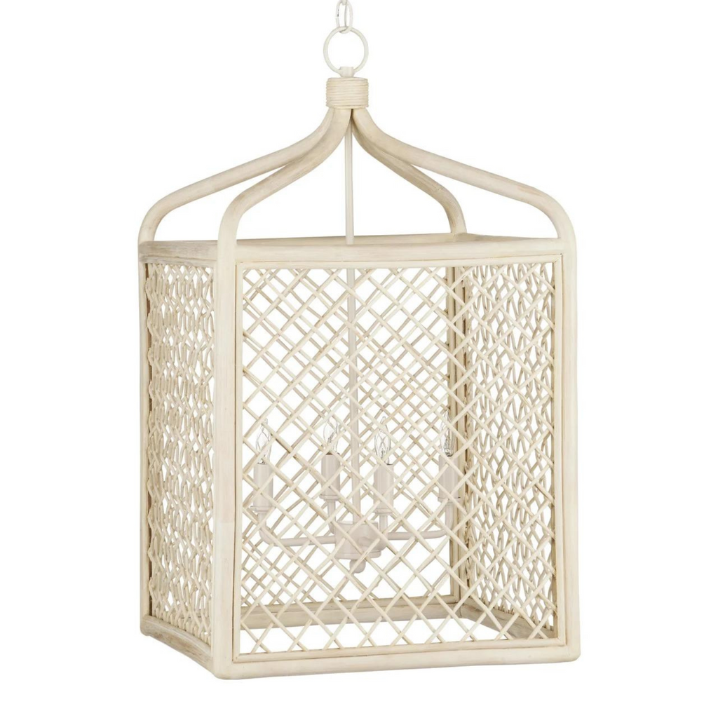 Wanstead Rattan Lantern in Bleached Natural - The Well Appointed House