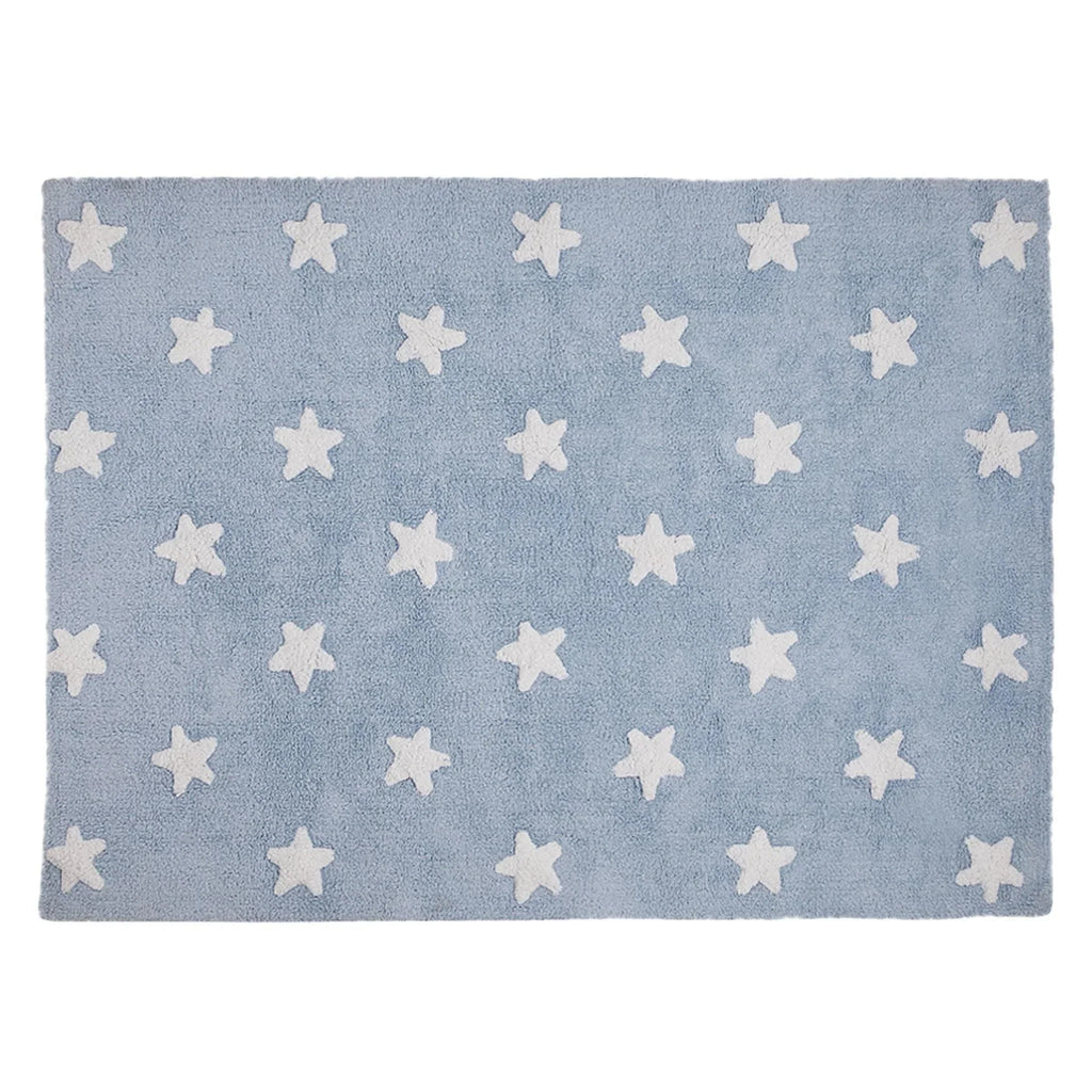 Washable Blue Children’s Rug with White Stars - Little Loves Rugs - The Well Appointed House