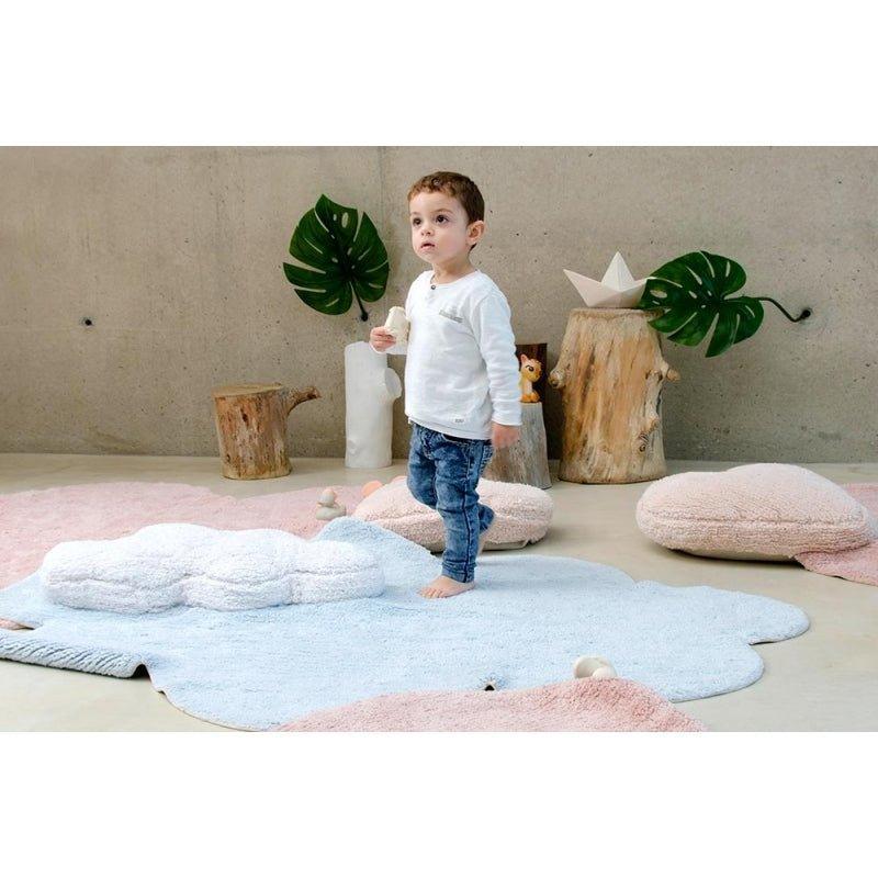 Washable Blue Cloud Children’s Rug with Built-in Cushion - Little Loves Rugs - The Well Appointed House