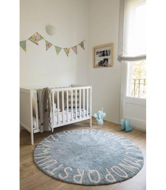 Washable Round Blue Alphabet Children’s Rug - Little Loves Rugs - The Well Appointed House