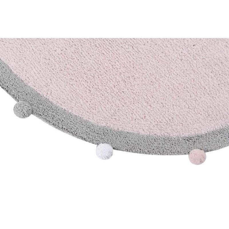 Washable Round Soft Pink Children’s Rug with Pom Poms - Little Loves Rugs - The Well Appointed House
