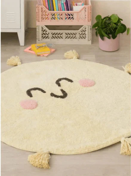 Washable Round You Are My Sunshine Tasseled Rug for Kids - Little Loves Rugs - The Well Appointed House
