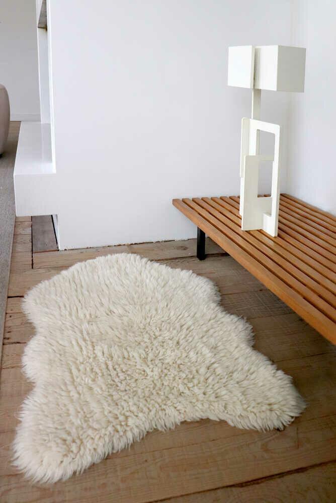 Washable Woolable White Sheep Hide Shaped Rug for Kids - Little Loves Rugs - The Well Appointed House