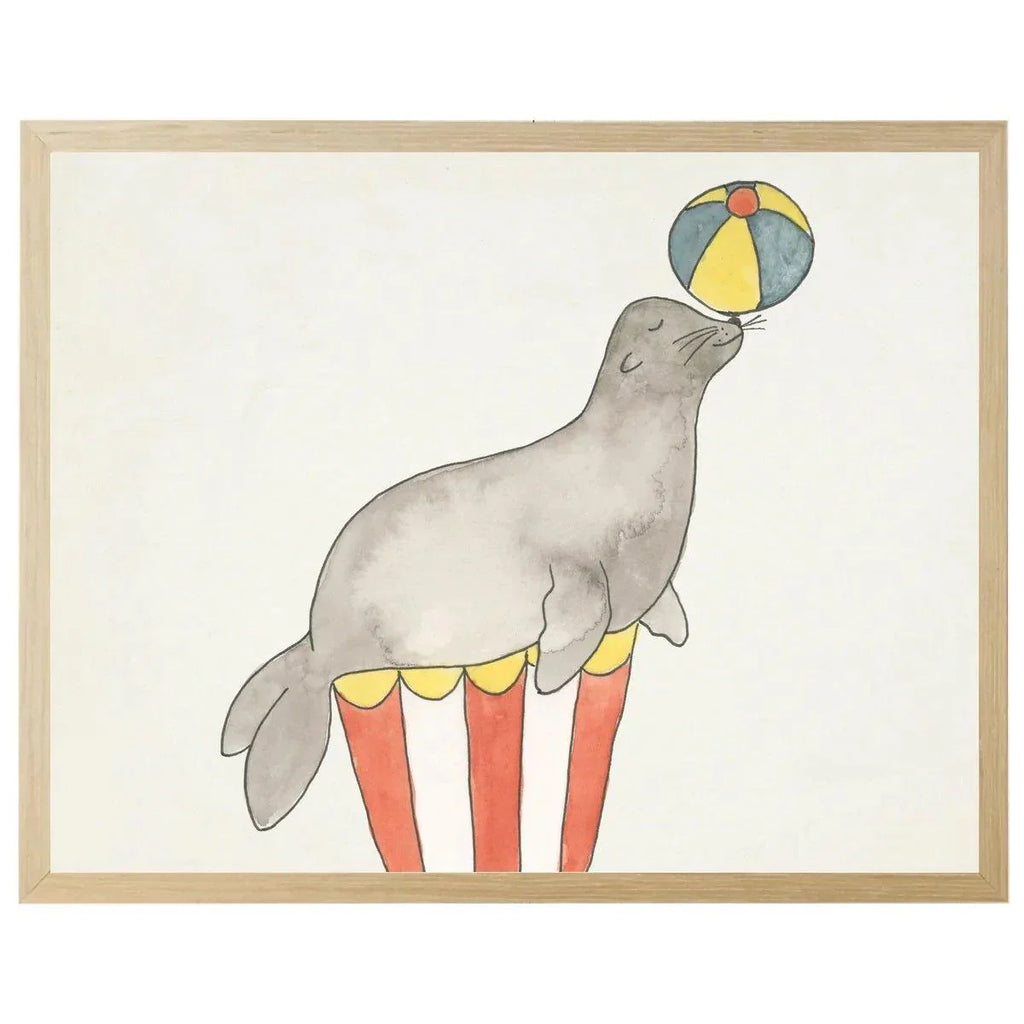 Watercolor Circus Seal Children’s Framed Wall Art - Little Loves Art - The Well Appointed House