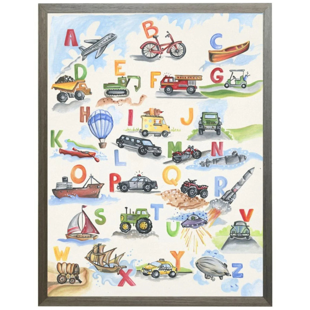 Watercolor Transportation ABCs Framed Wall Art - Little Loves Art - The Well Appointed House