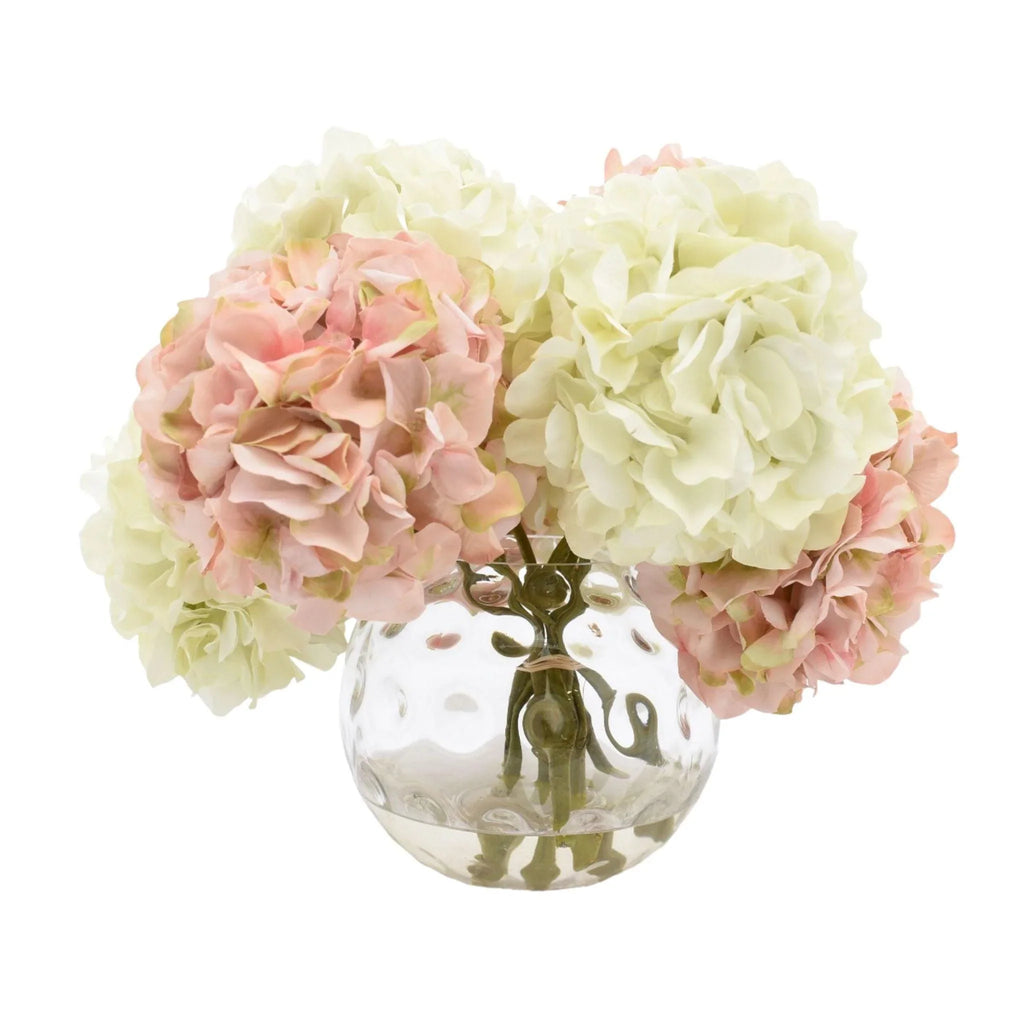 White and Pink Faux Hydrangea Arrangement - Florals & Greenery - The Well Appointed House