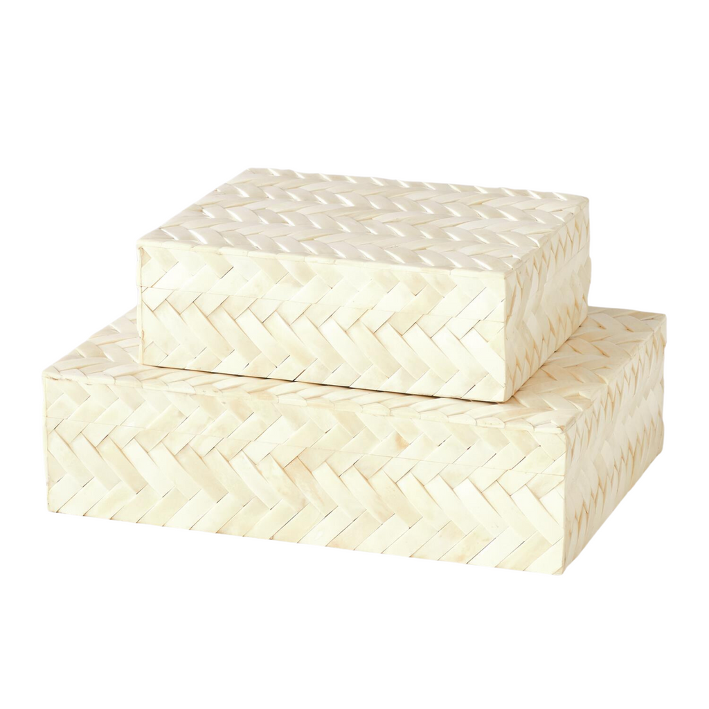 White Bone Braided Decorative Box - The Well Appointed House 