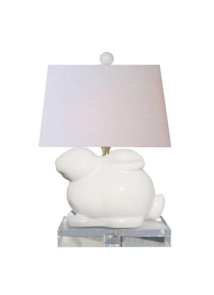 White Bunny Porcelain Table Lamp with Shade - Table Lamps - The Well Appointed House