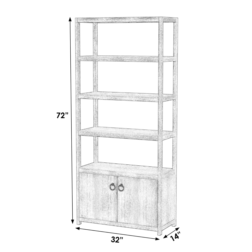 White Four Shelf & Base Cabinet Etagere Bookshelf - Bookcases & Etageres - The Well Appointed House