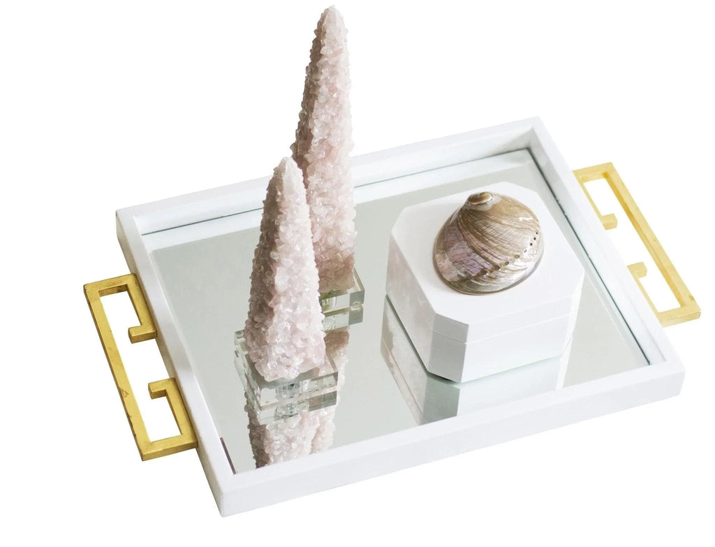 White Lacquer Mirrored Tray - Decorative Trays - The Well Appointed House