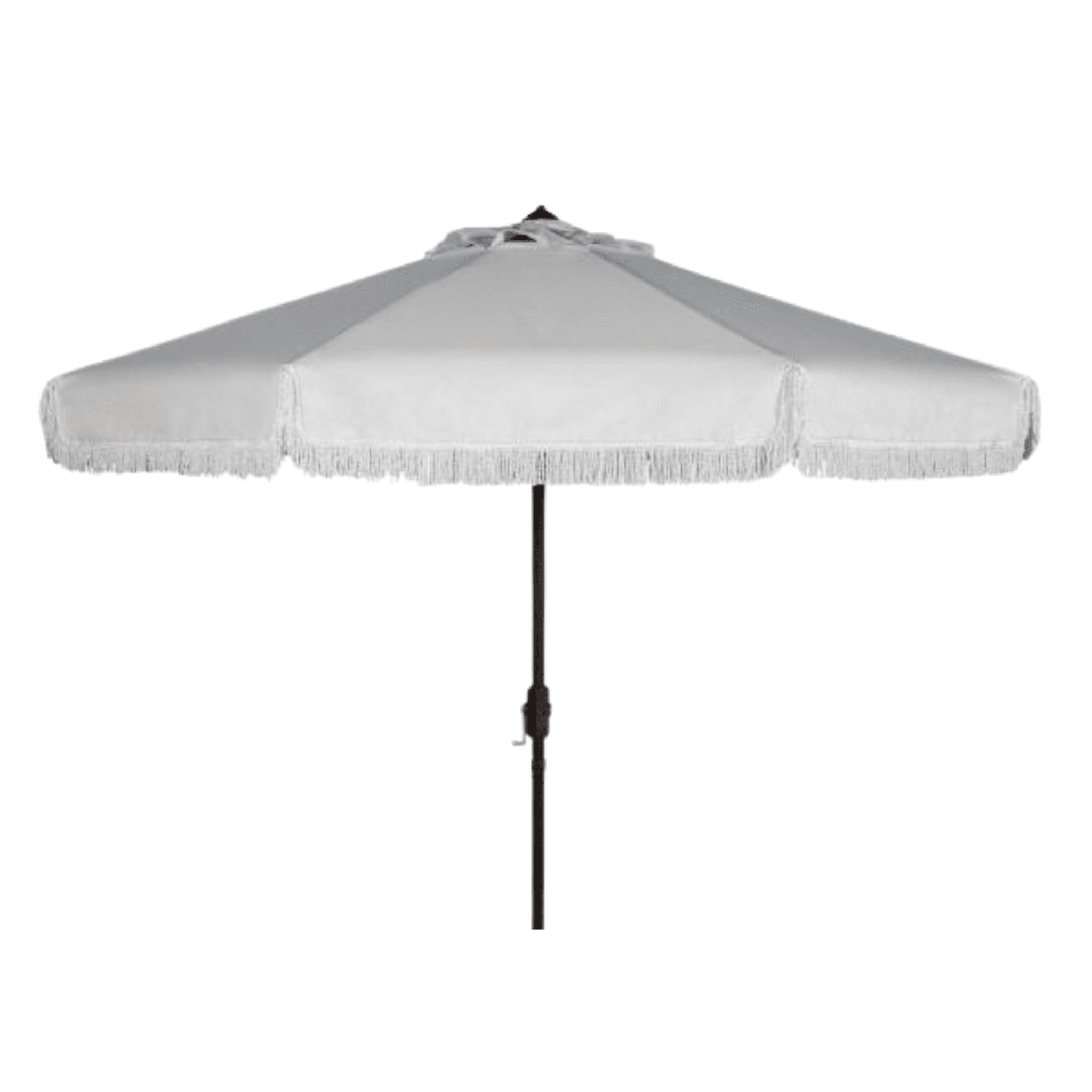 White Outdoor Crank Patio Umbrella With White Fringe – The Well White Outdoor Crank Patio Umbrella With White Fringe – The Well