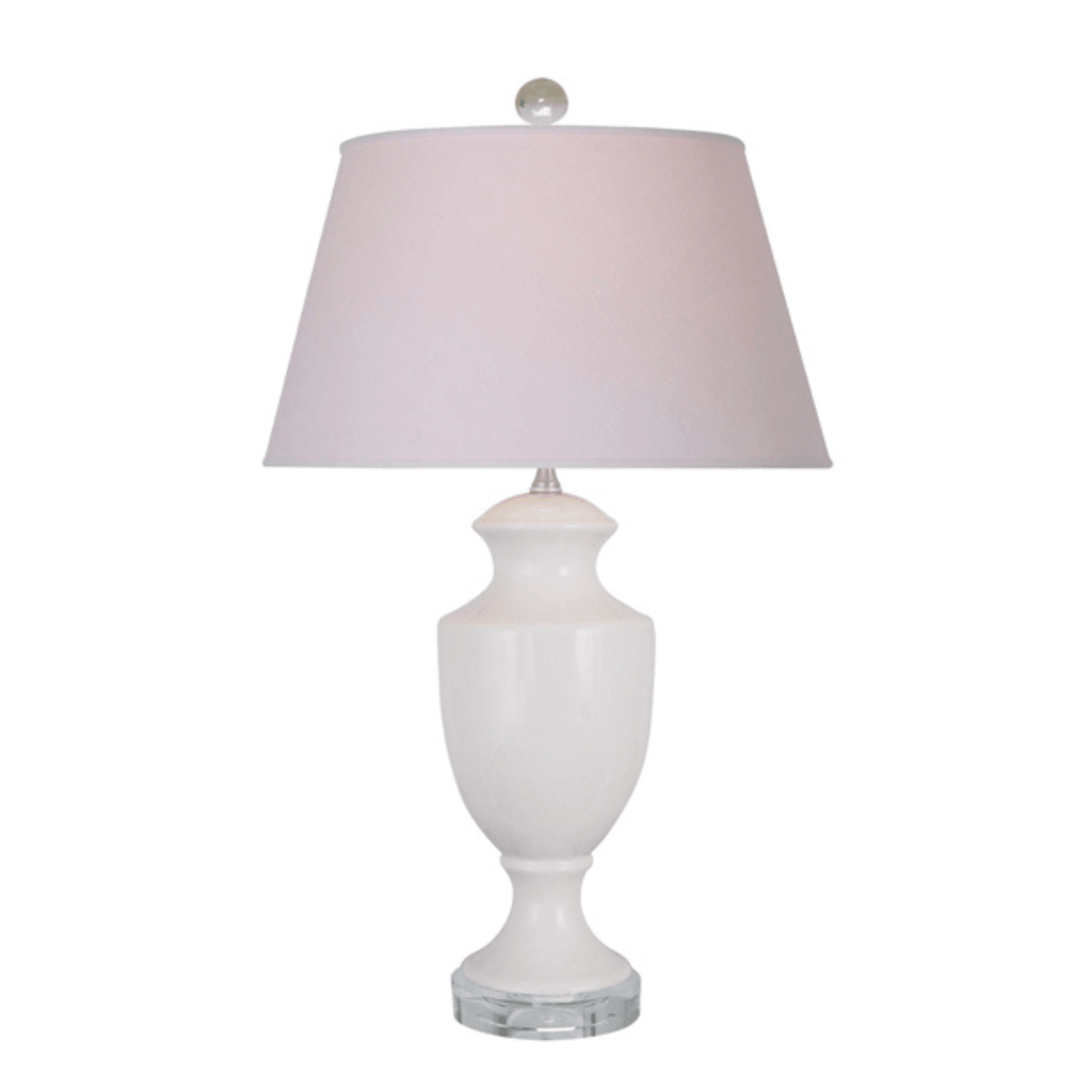 White Porcelain Lamp With Crystal Base - Table Lamps - The Well Appointed House