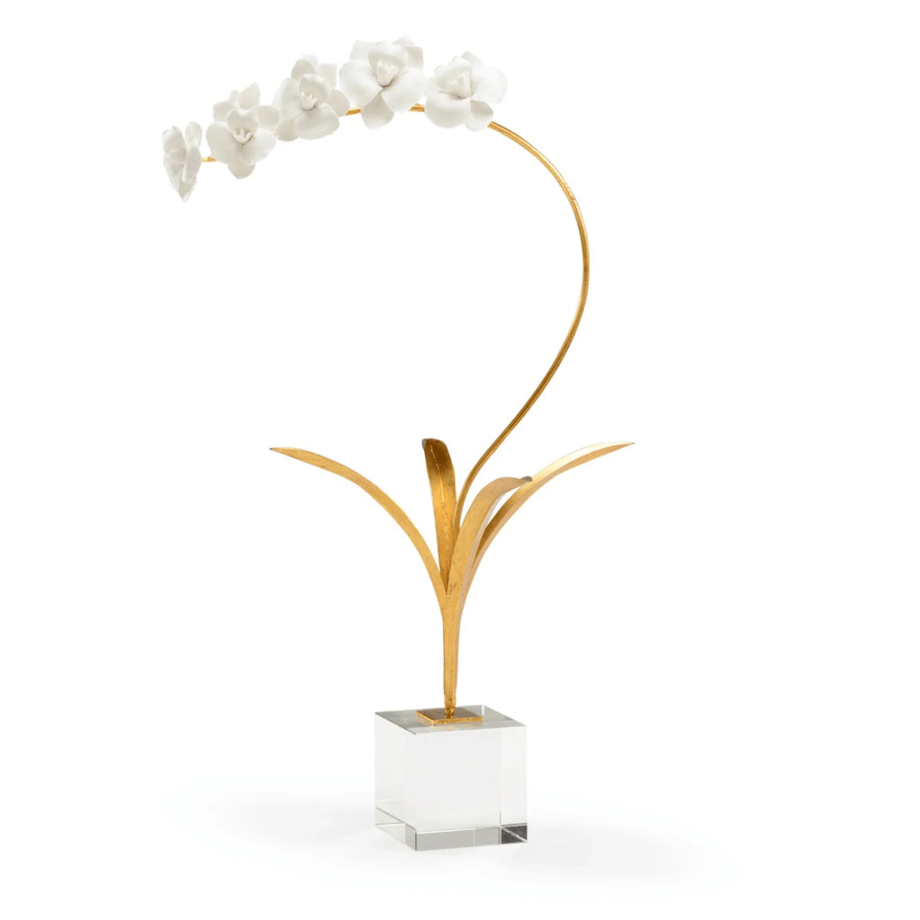 White Porcelain Orchid In Stand - Decorative Objects - The Well Appointed House