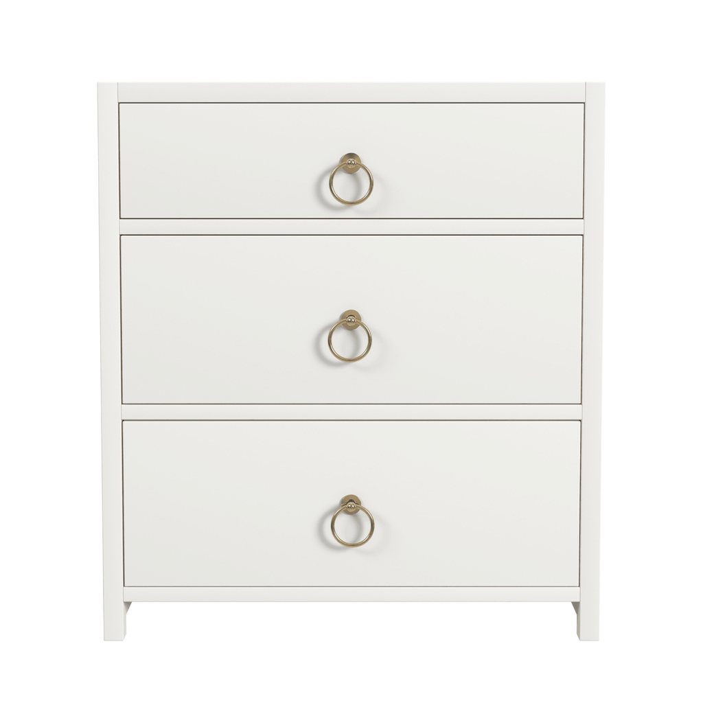 White Three Drawer Wood Nightstand - Nightstands & Chests - The Well Appointed House
