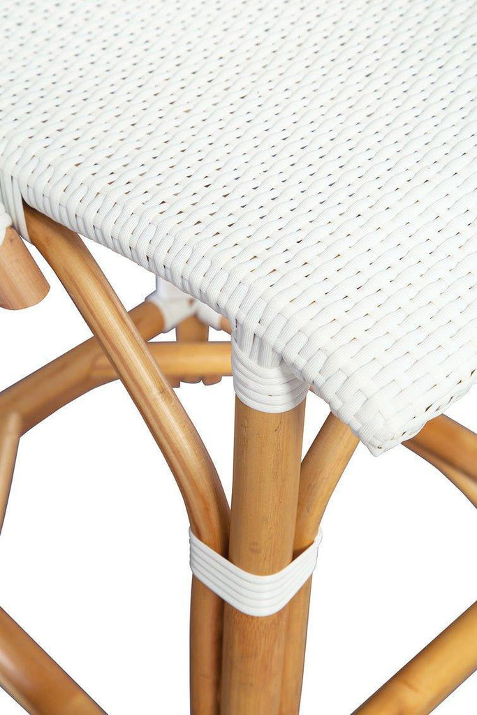 White Woven Resin Finish Bistro Counter Stool - Bar & Counter Stools - The Well Appointed House