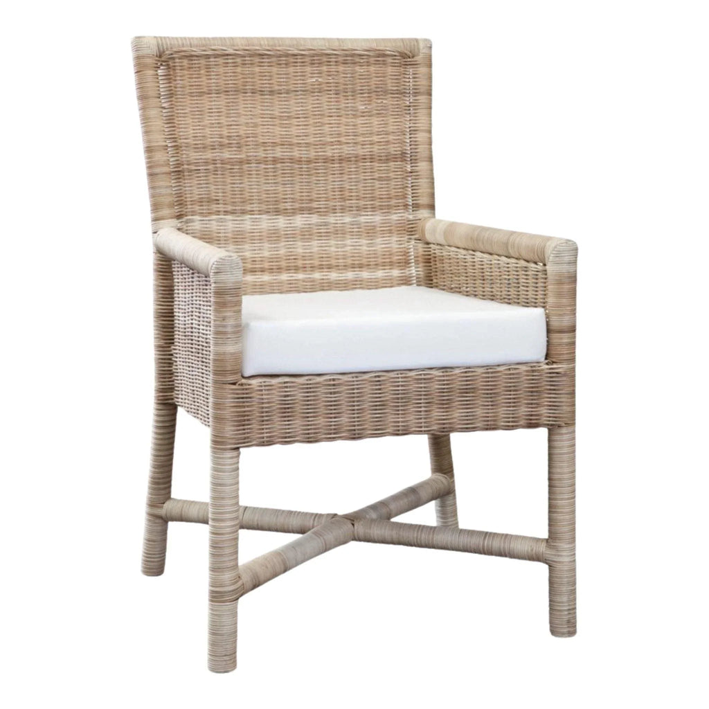 Wicker Lounge Chair with Arms - Dining Chairs - The Well Appointed House
