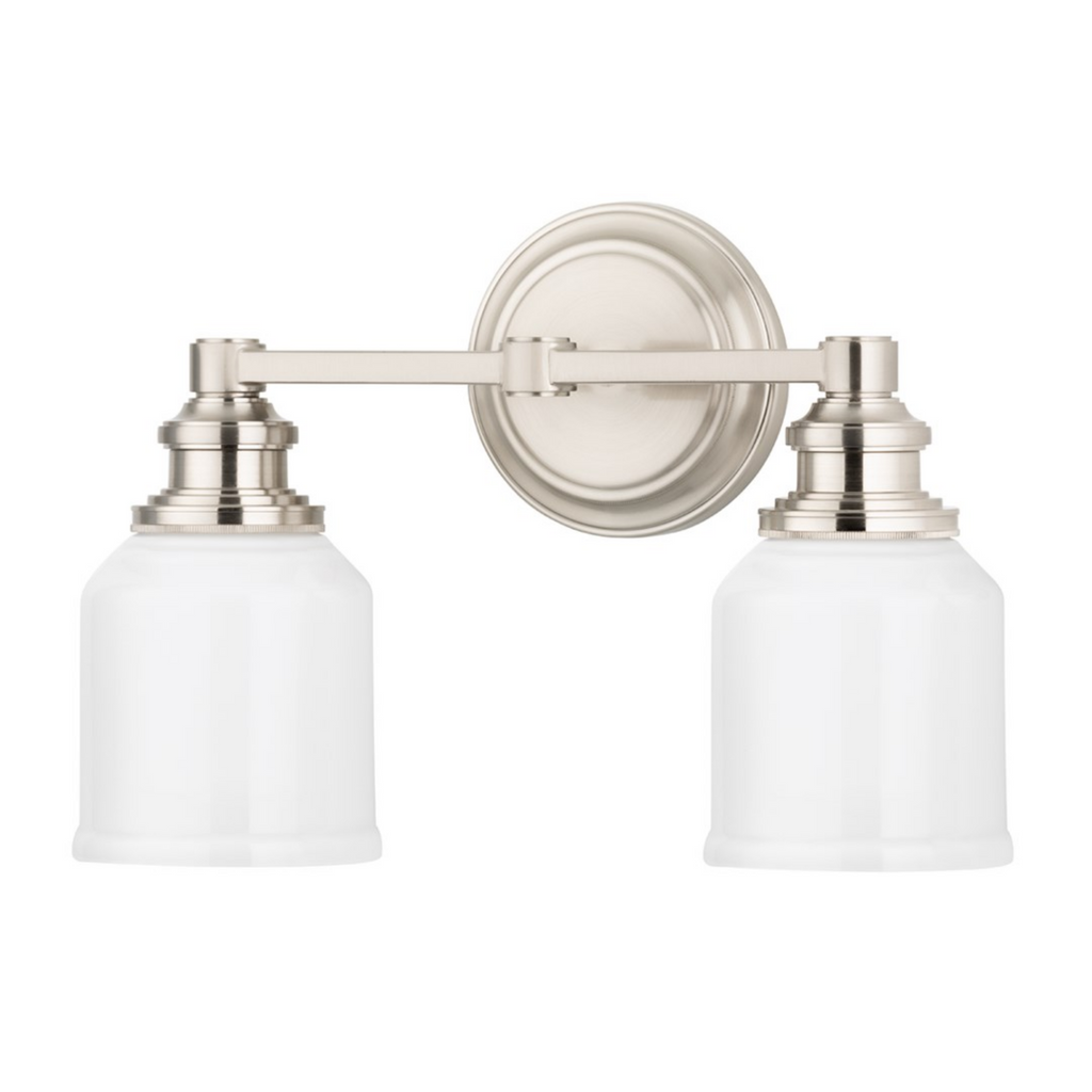 Windham Satin Nickel Double Lamp Vanity Light - The Well Appointed House
