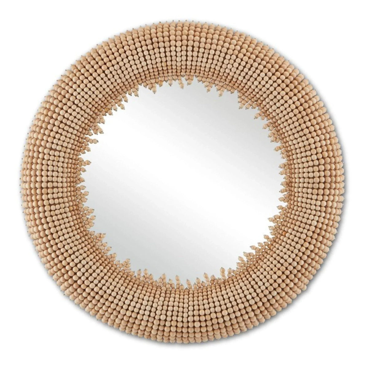 Wood Bead Round Wall Mirror The Well Appointed House