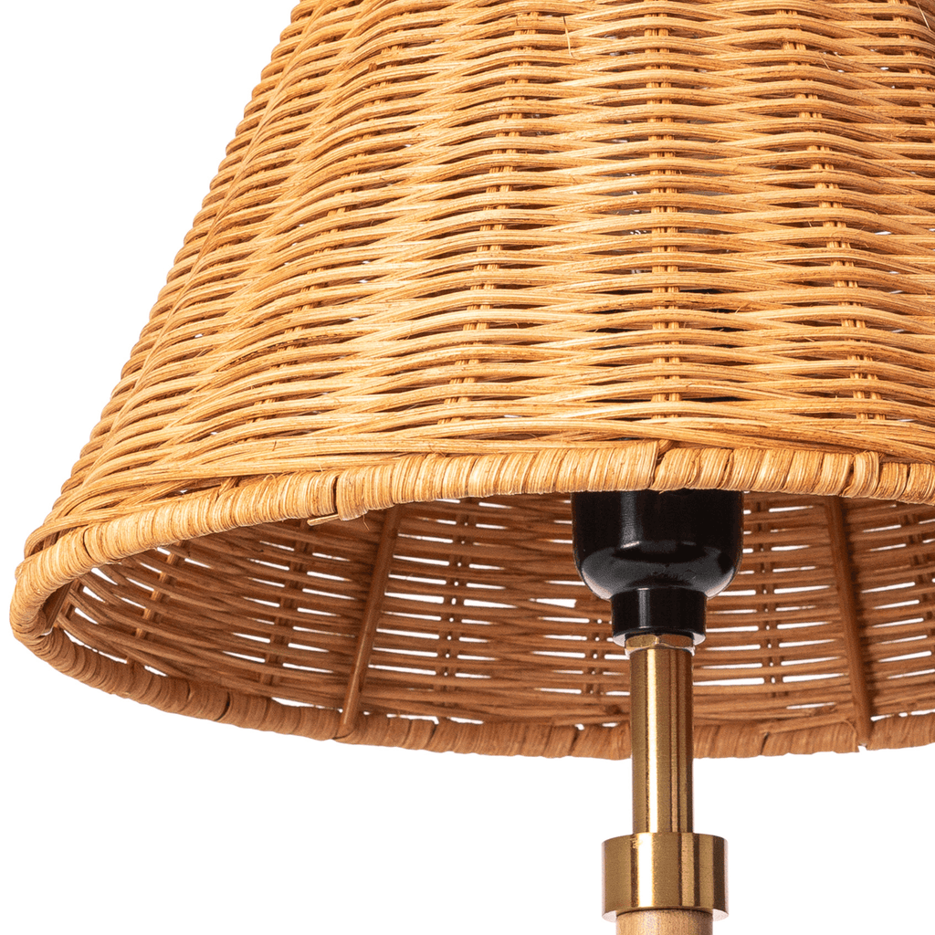 Wood Finish Table Lamp With Rattan Shade - Table Lamps - The Well Appointed House