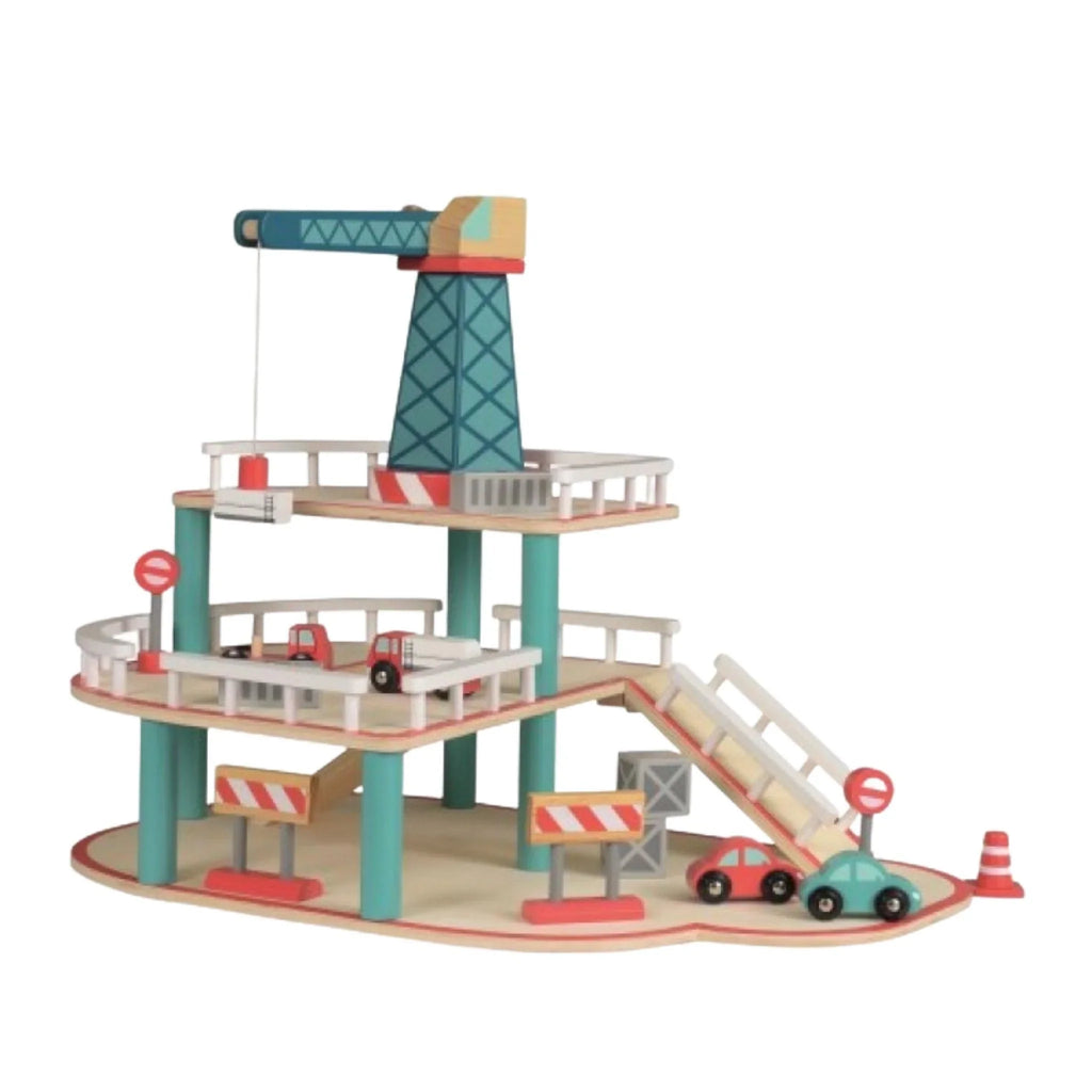 Wooden Garage with Crane Toy Playset - Little Loves Trucks - The Well Appointed House