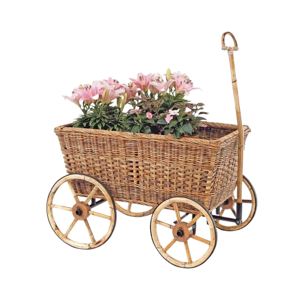 Woven Wicker Farmer's Cart on Wheels - Baskets & Bins - The Well Appointed House