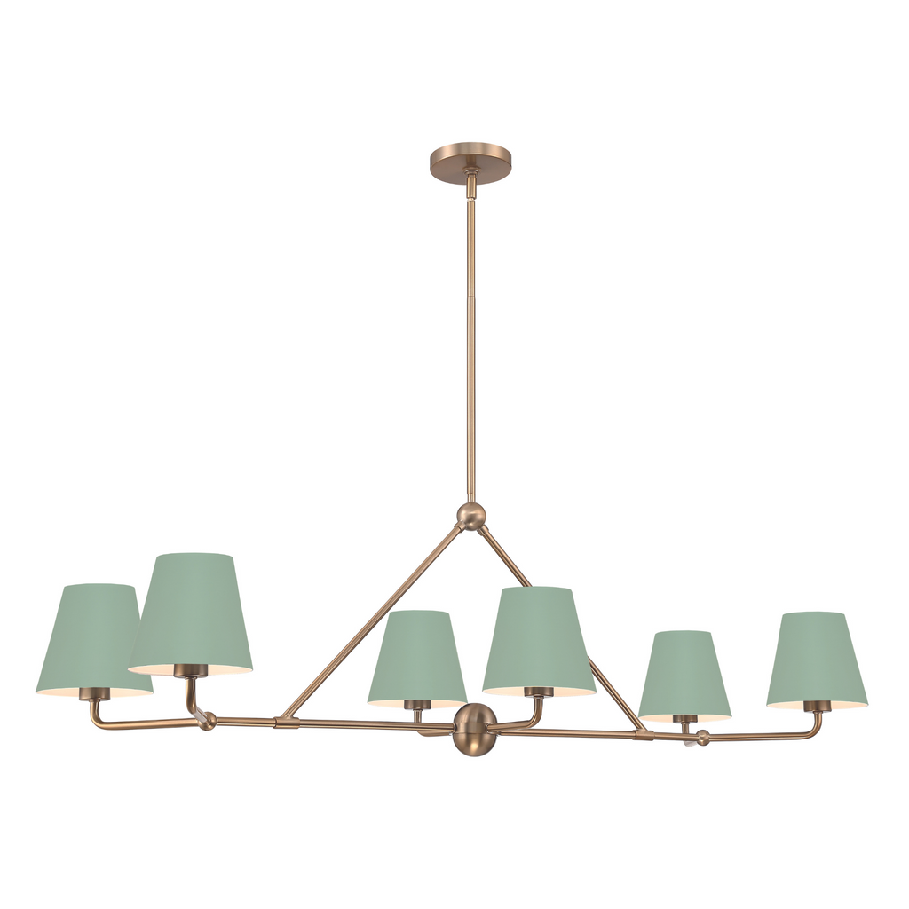 Xavier 6 Light Chandelier in Sage Green - The Well Appointed House