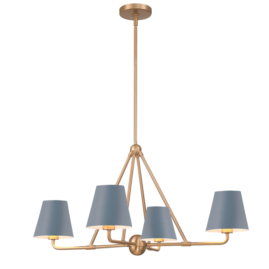 Xavier 4 Light Chandelier in Blue - The Wel Appointed House