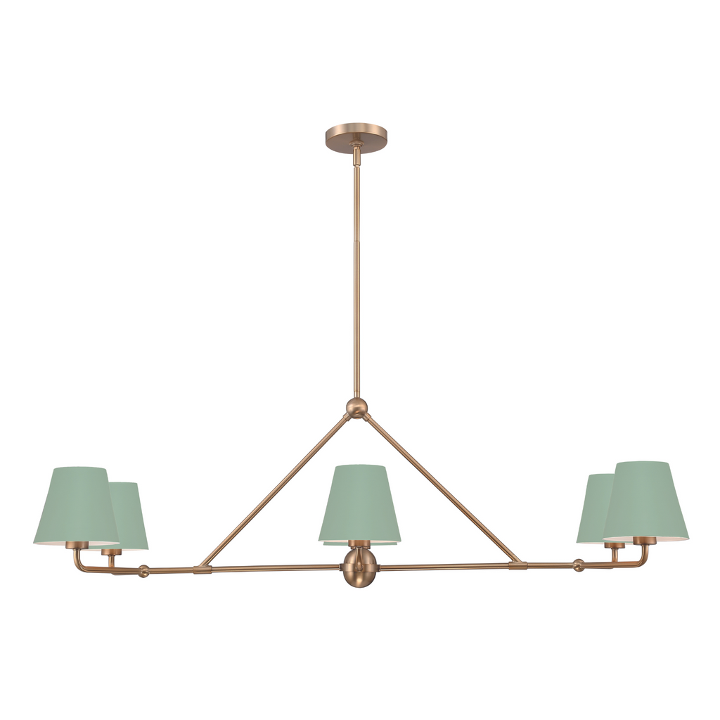 Xavier 6 Light Chandelier in Sage Green - The Well Appointed House
