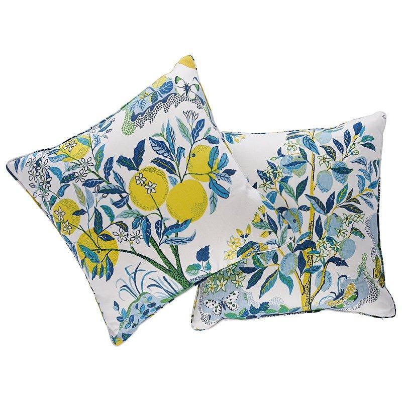 Yellow & Blue Citrus Garden Print 22" Throw Pillow - Pillows - The Well Appointed House