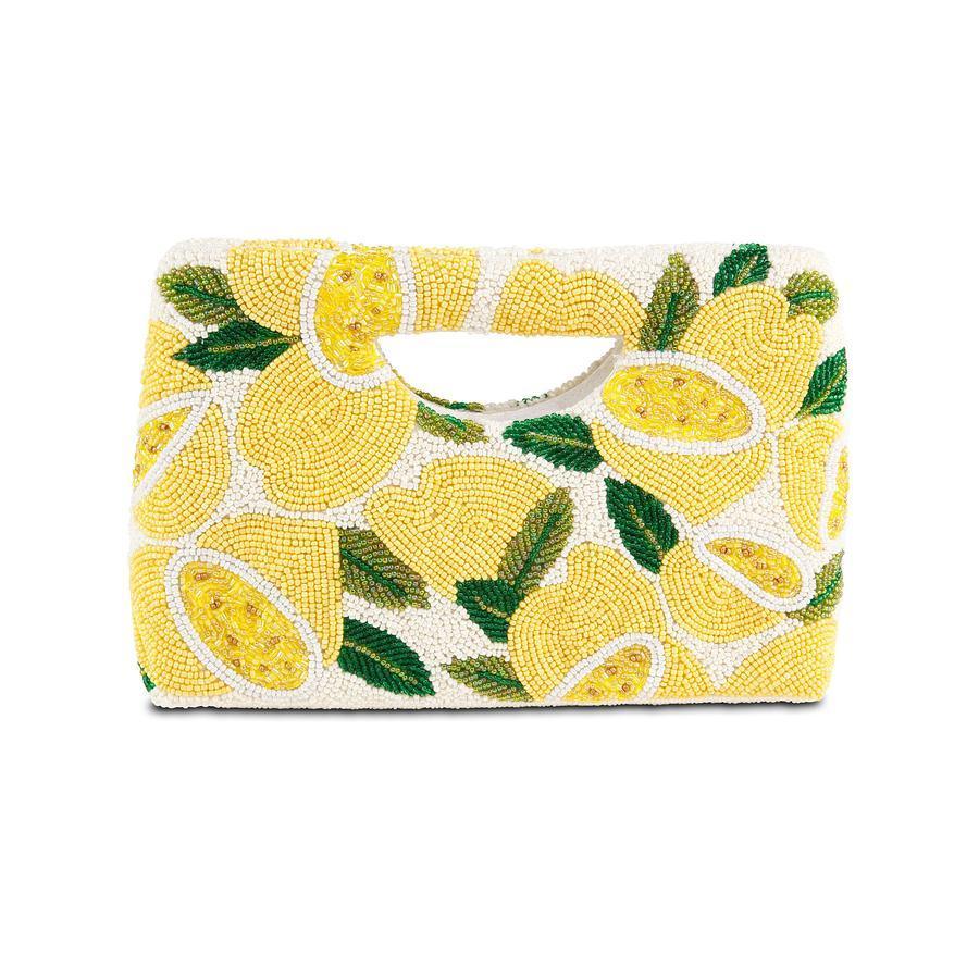 Yellow & Green Beaded Lemon Handbag With Gusset - Gifts for Her - The Well Appointed House