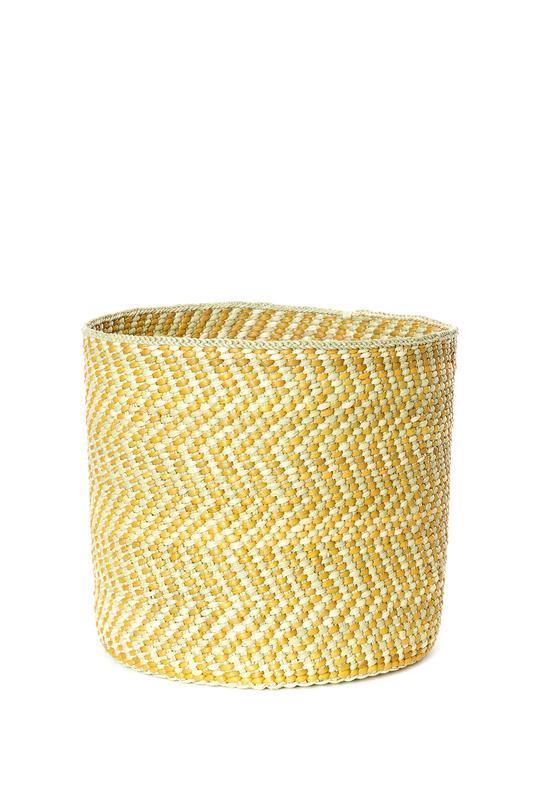 Yellow & Natural Maila Milulu Reed African Baskets - 3 Sizes Available - Baskets & Bins - The Well Appointed House