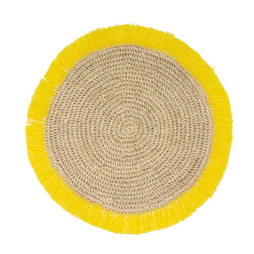 Set of 4 Yellow Woven Rattan Placemats - The Well Appointed House