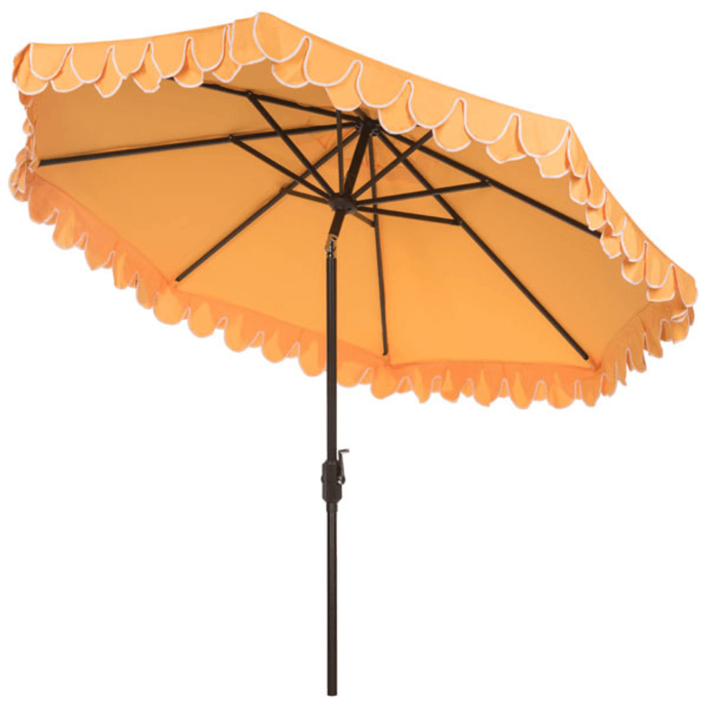 Yellow Two Tier Scalloped Outdoor Umbrella with White Trim - Outdoor Umbrellas - The Well Appointed House
