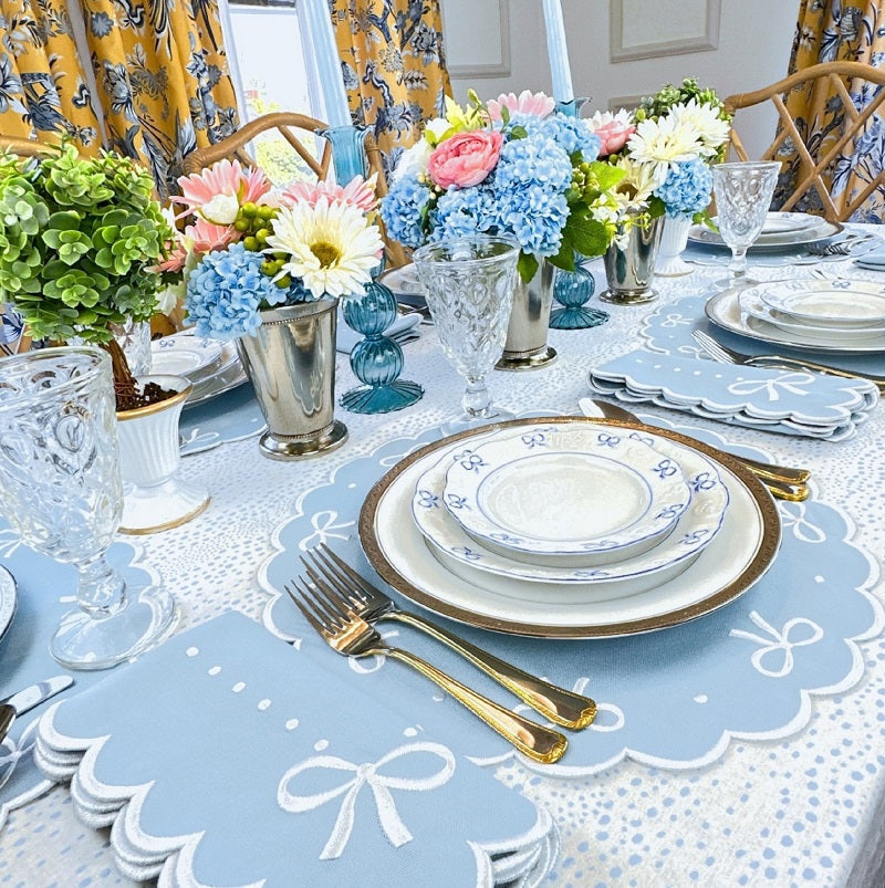 Juliet Bows Placemat in Blue - Well Appointed House