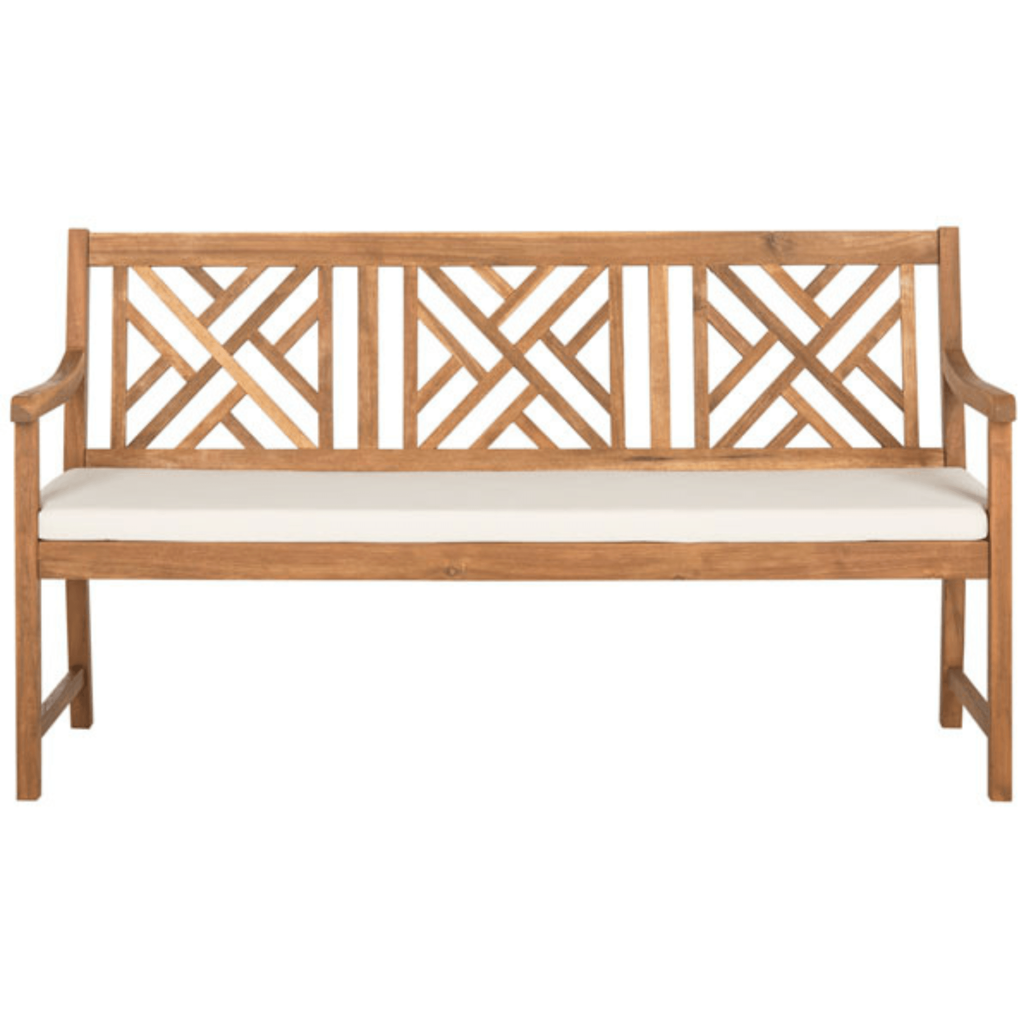 wooden bench with trellis Safavieh Brown Bradbury 3-Seat Bench