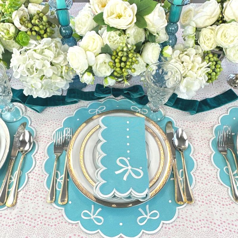 Juliet Bows Placemat in Robin Egg Blue - Well Appointed House