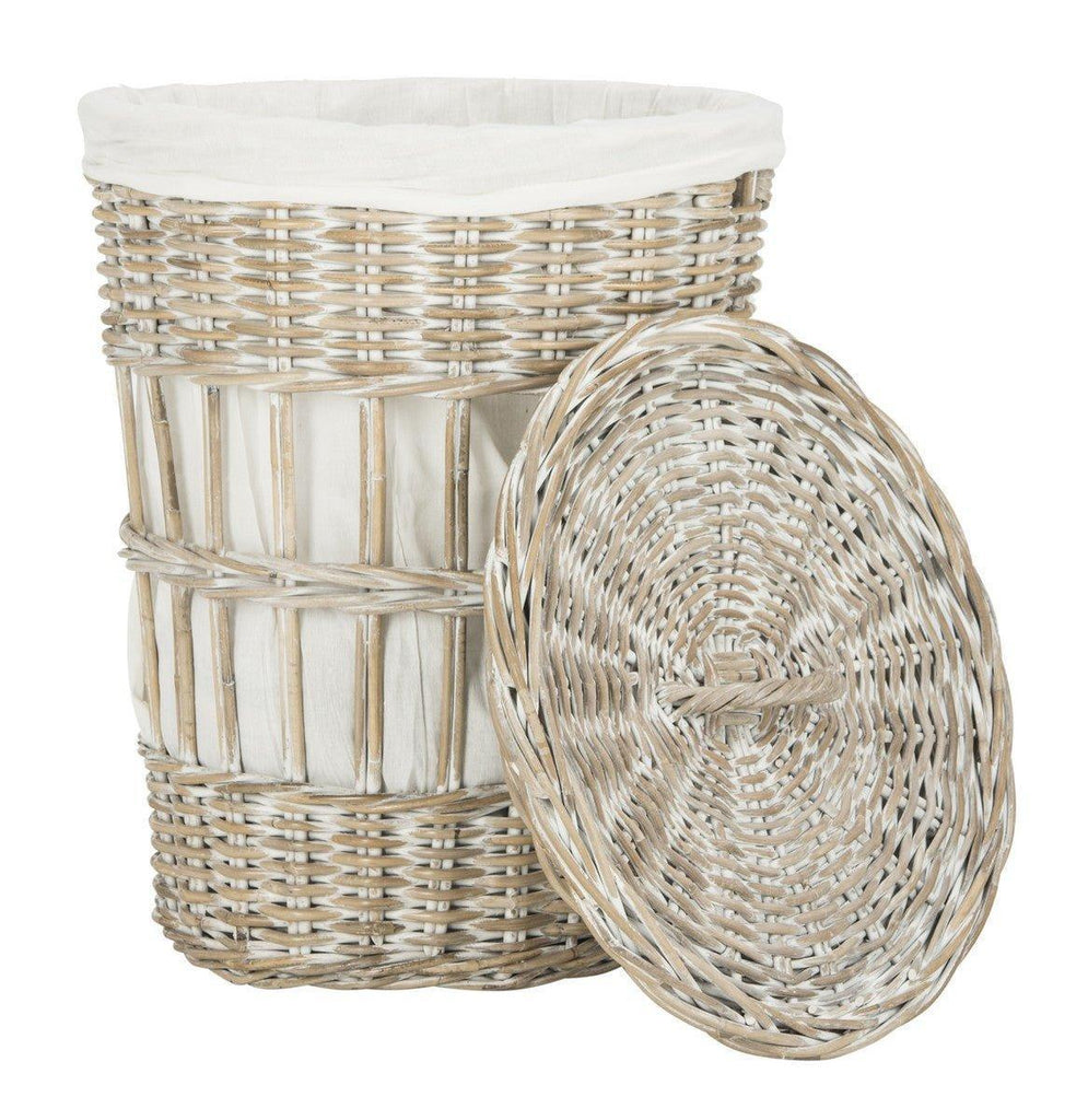 Kubu White Wash Storage Hamper With White Liner - Hampers - The Well Appointed House