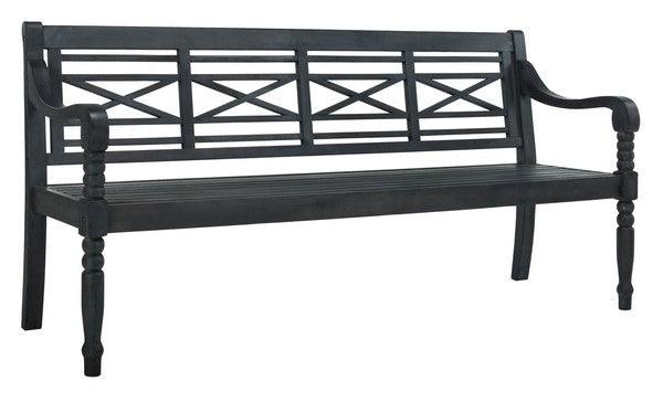 Lattice Backed Garden Bench in Dark Slate Grey Finish - Garden Stools & Benches -  The Well Appointed House
