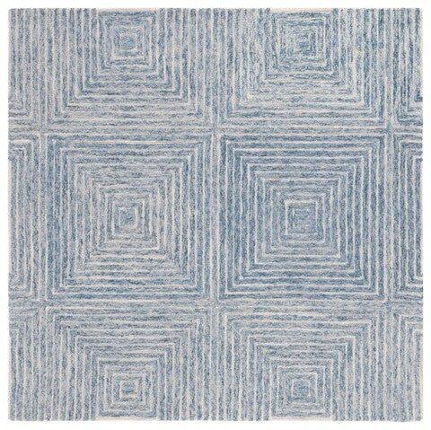 Light Blue & Ivory Hand Tufted Geometric Motif Area Rug - Rugs - The Well Appointed House