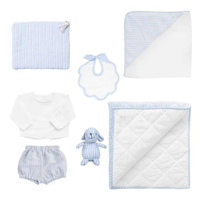 Luxe Baby Gift Set in Blue and White Gingham - Baby Gifts - The Well Appointed House