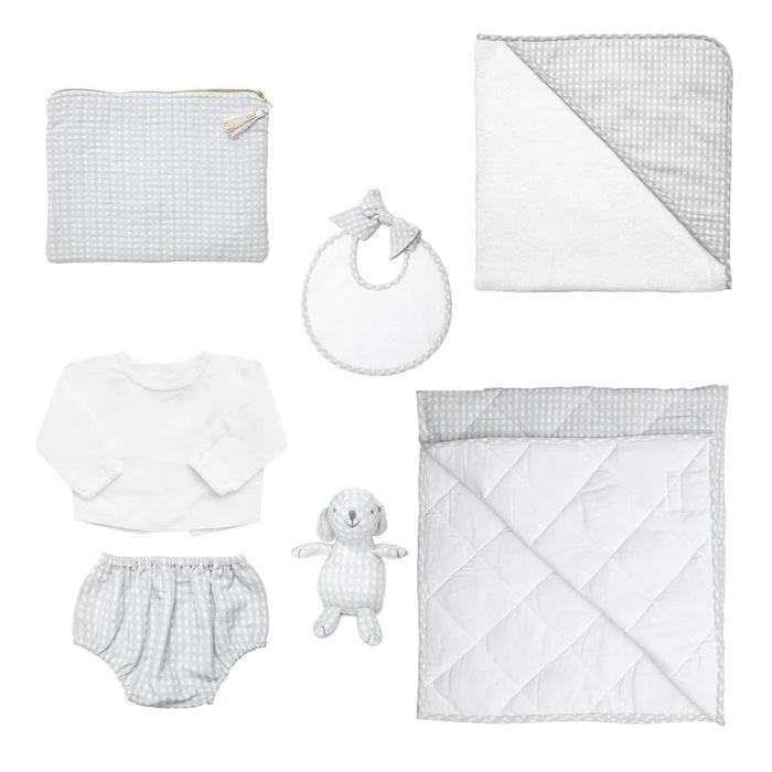 Luxe Baby Gift Set in Grey and White Gingham - Baby Gifts - The Well Appointed House