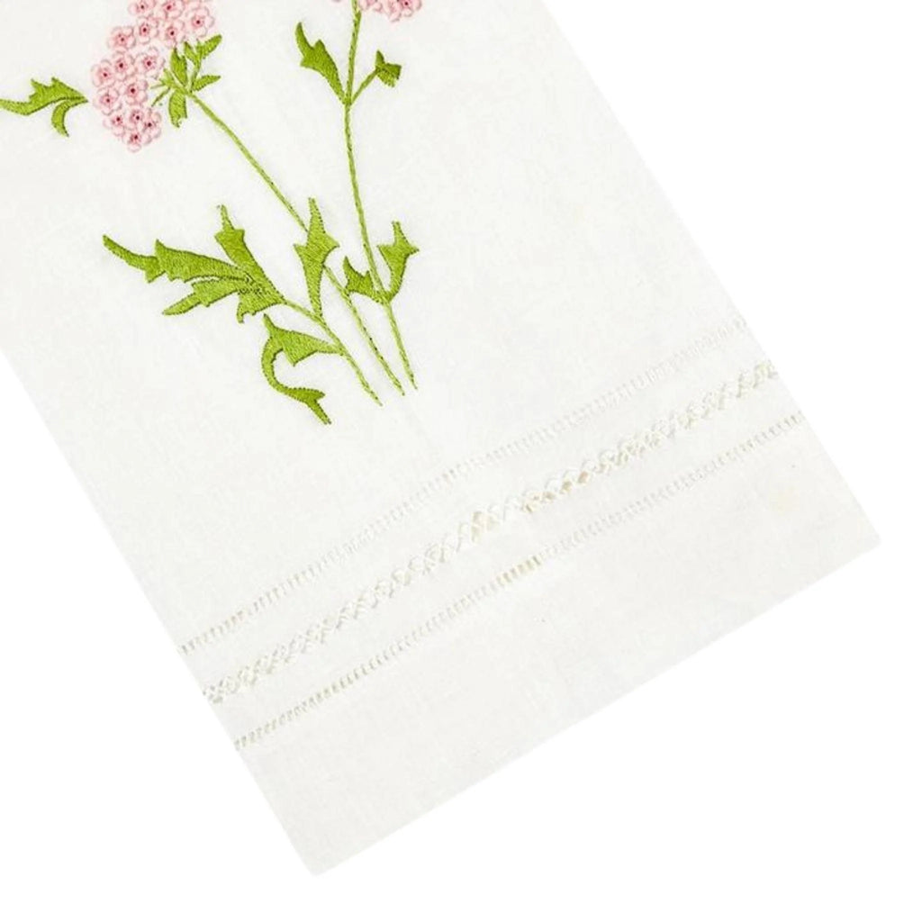 Muriel Embroidered Linen Tip Towel in Pink - BARGAIN BASEMENT ITEM - Bargain Basement - The Well Appointed House