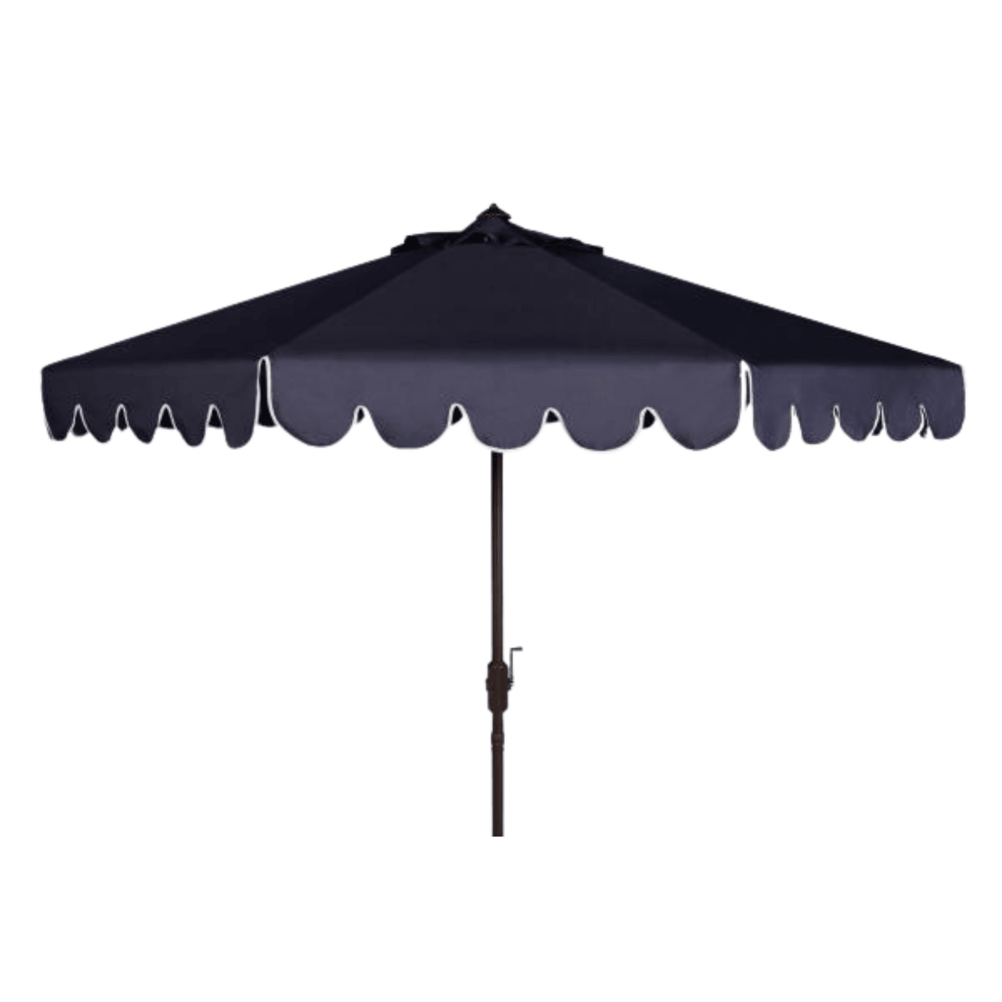 black patio umbrella with white trim Safavieh Venice Single Scallop Outdoor Umbrella