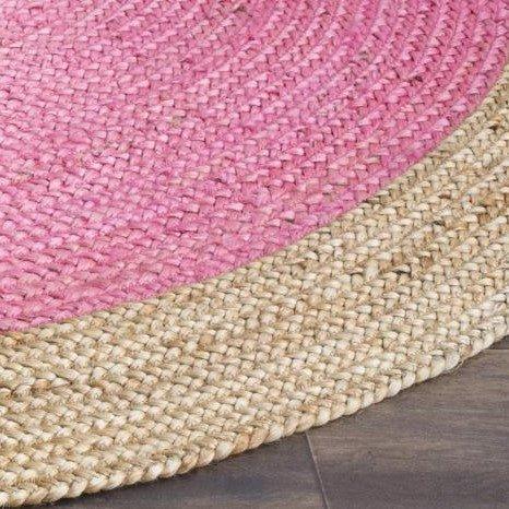 Pink and Natural Round Jute Area Rug - Rugs - The Well Appointed House
