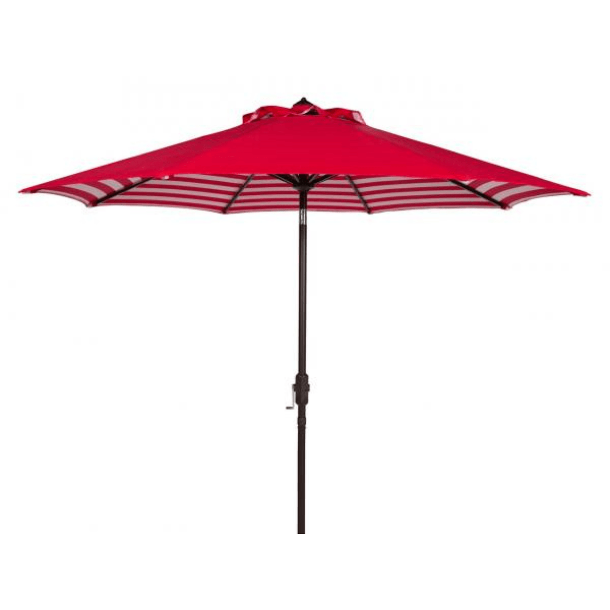 blue and red striped patio umbrella Safavieh Athens Inside Out Striped 9Ft Crank Outdoor Auto Tilt Umbrella