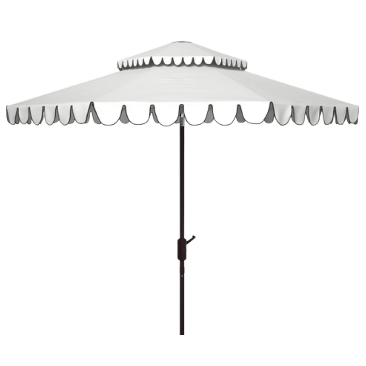 double top round deluxe patio umbrella Resort Inspired 9 Foot Round Double Top Scalloped Crank Umbrella in Wh –  The Well Appointed House